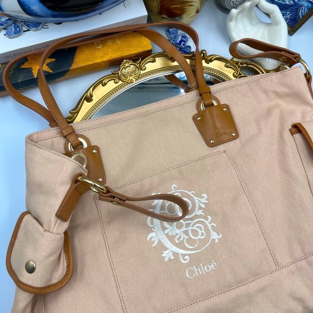 🆕 CHLOE 🧿 BNWOT Baby Canvas Changing Bag, Pink - AUTHENTICATED - Picture 14 of 16